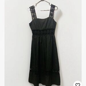 Peasant Dress Black Lace Size 6 shein Sleeveless Cut Out Peekaboo Waist Ruffle